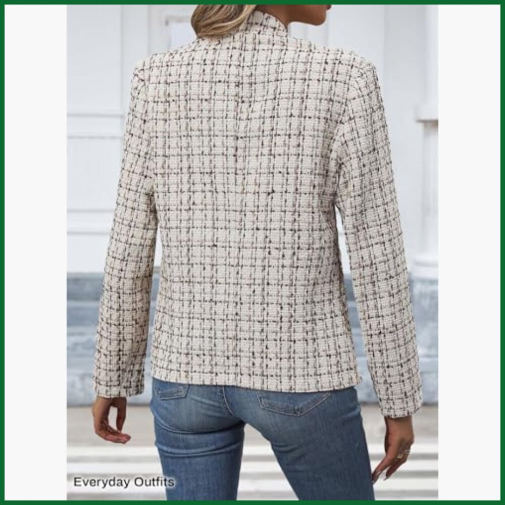 Polyester Tweed Blazer Jacket Fully Lined Open Fr… - image 5